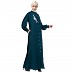 Front open abaya with side embroidery work- Teal